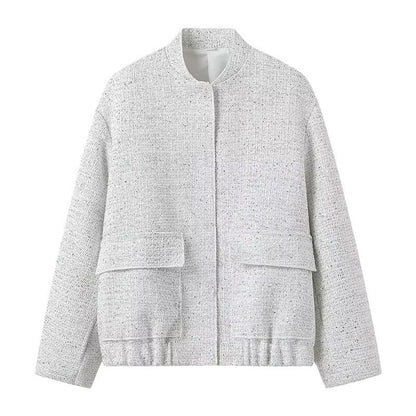 Sequined Long Sleeve Stand Collar Baseball Uniform Jacket Coat