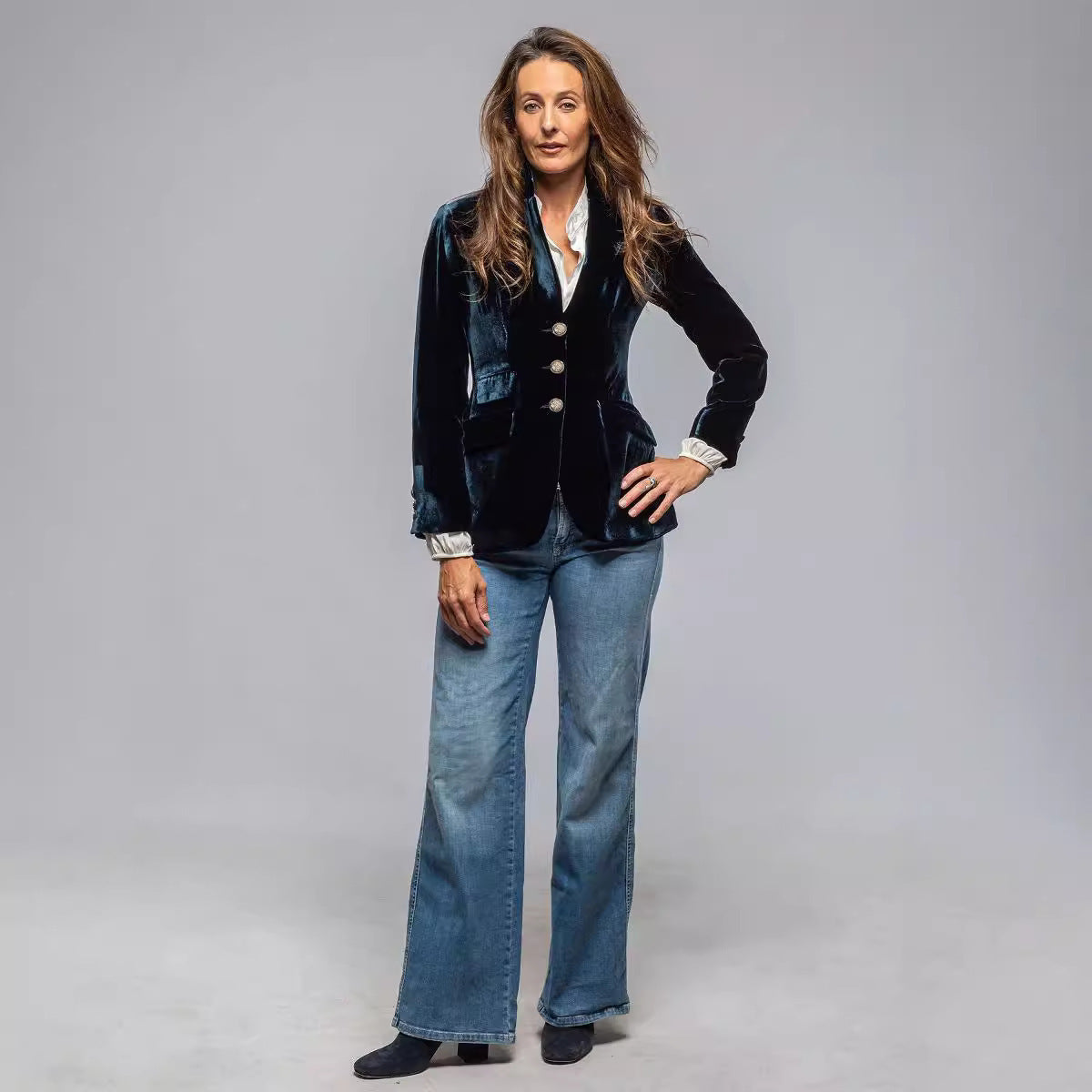 Retro Women's New Slim Fit Slit Velvet Small Suit Jacket
