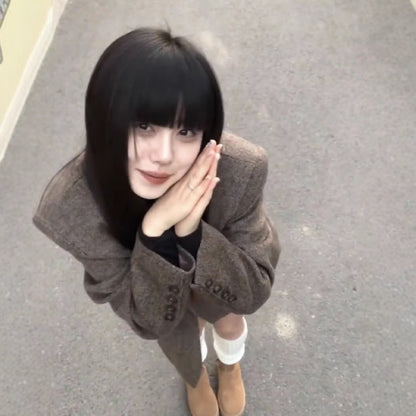 Loose Temperament Casual Thickening Woolen Coat