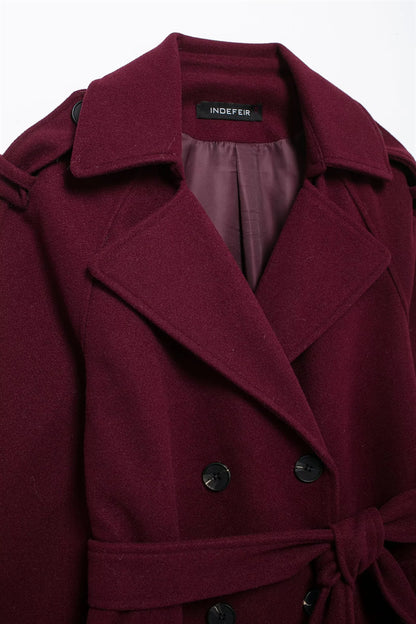 Women Double-breasted Coat Woolen Coat