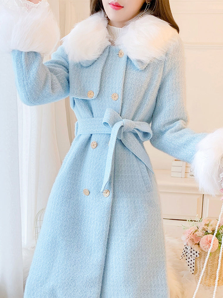 Women's Long Over Knee Woolen Coat