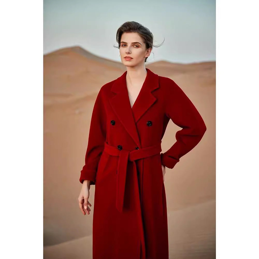 Extended Over-the-knee Double-sided Woolen Coat Women's Coat