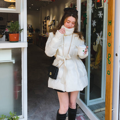 Small Winter Lace-up Thin And Thick Down Padded Jacket