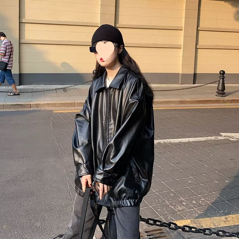 Pu Leather Jacket Tide Brand Street Ruffian Handsome Motorcycle Jacket