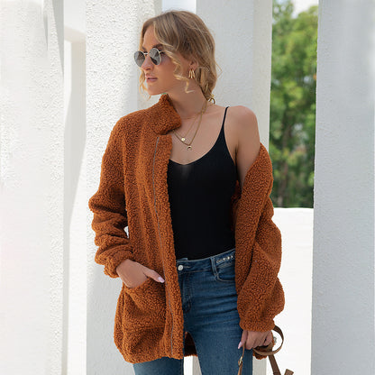 New Autumn And Winter Zipper Warm Sweater Outer Wear Women