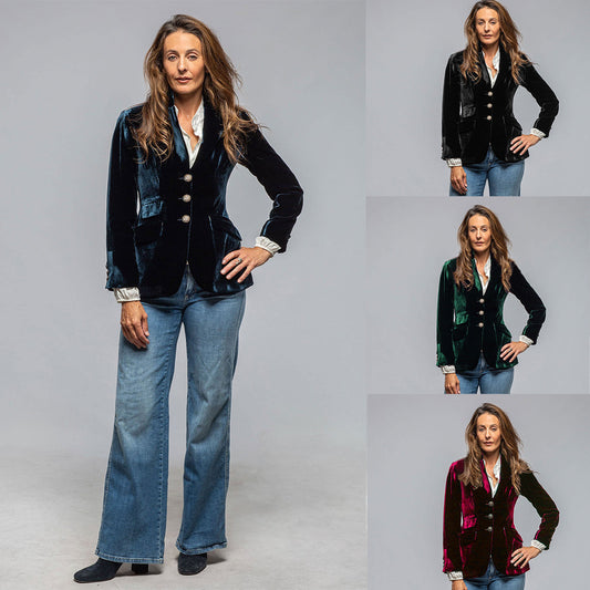 Retro Women's New Slim Fit Slit Velvet Small Suit Jacket
