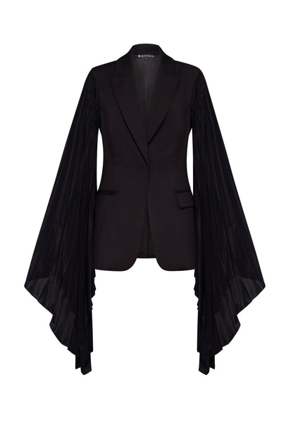 Top Women's Pleated Super Wide Loose Ruffle Sleeve Suit Jacket