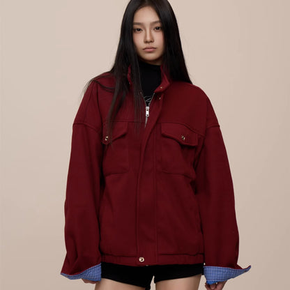 Christmas Red Woolen Cotton Padded Thickened Cotton-padded Coat