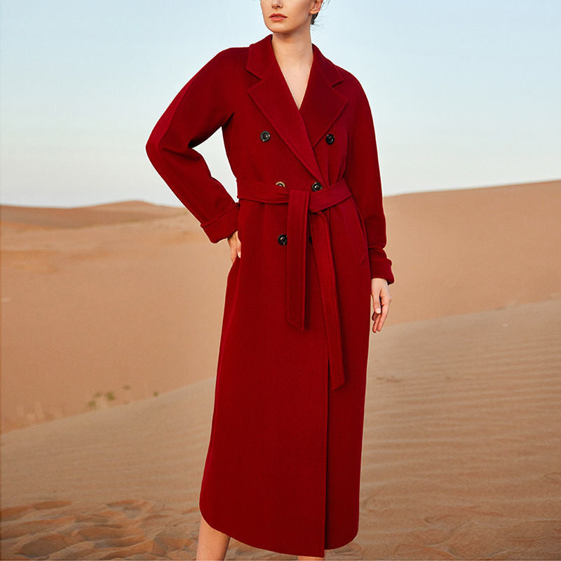 Extended Over-the-knee Double-sided Woolen Coat Women's Coat