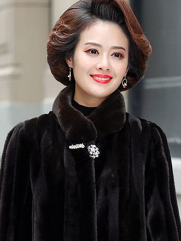 Stand-up Collar Thick Imitated Mink Coat Winter