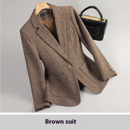 Women's Woolen Quilted Suit Jacket Thick Suit