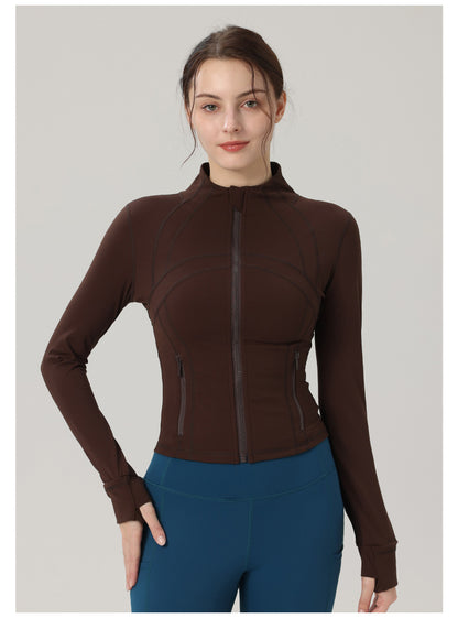 Spring And Summer Thin Double-sided Brushed Slim Fit Stretch Stand Collar Jacket