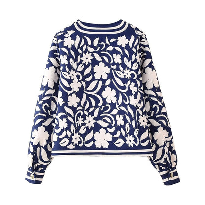 Round Neck Printed Casual Thin Small Padded Jacket