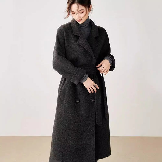 Extended Over-the-knee Double-sided Woolen Coat Women's Coat