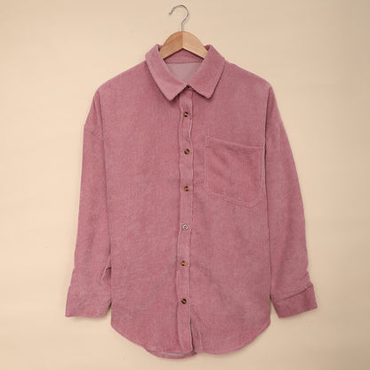Solid Color Shirt Women's Autumn And Winter Breasted Lapel