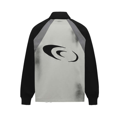 Street Distressed Color Matching Letters Long Sleeve Men's And Women's Tops