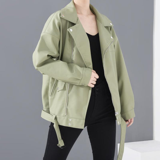 Autumn Loose Pu Leather Jacket Student Motorcycle Jacket