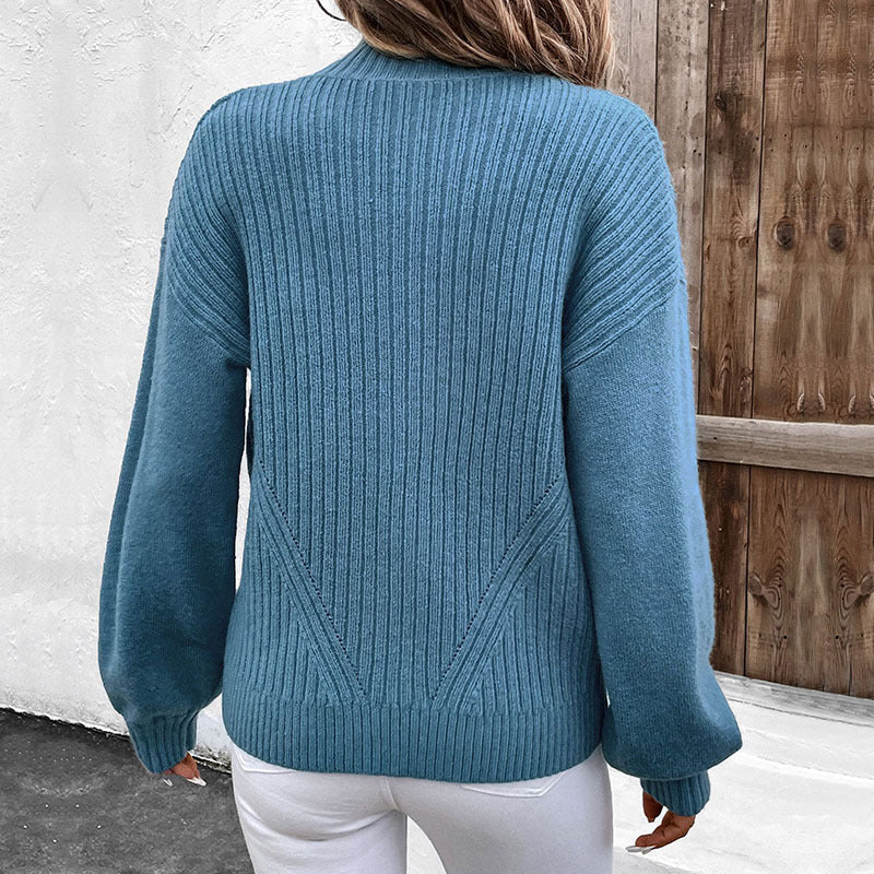 Stand Collar Solid Color Cardigan Women's Sweater Coat