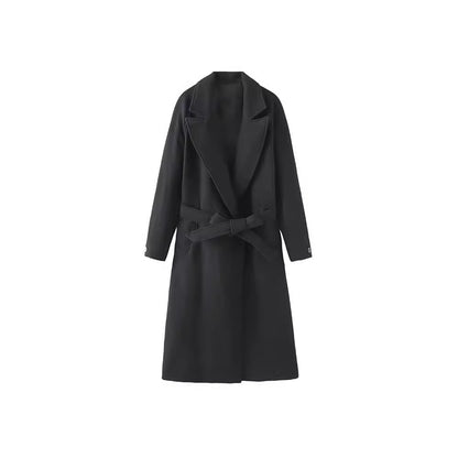 Temperament Fashion Neutral With Waist Woolen Coat