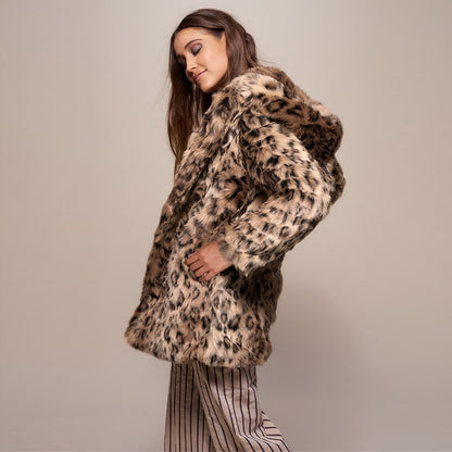 Fashion Warm Mid-length Faux Fur Coat Winter New Women's Coat With Hood