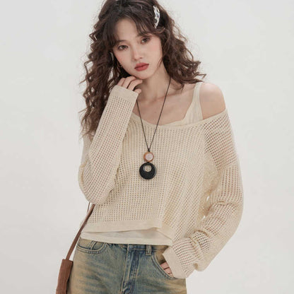Spring Thin Suspenders Vest Two-piece Set Top