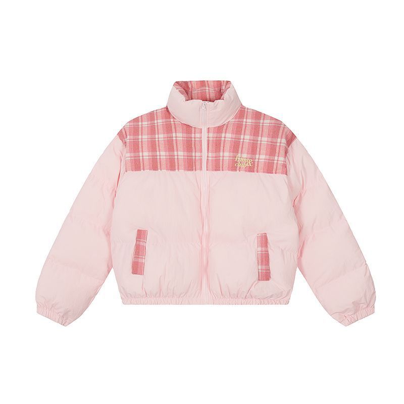 Sweet Girl Plaid Stitching High Quality Cotton Coat Jacket